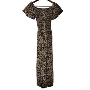ODDY‎ ANIMAL PRINT BALLOON SLEEVE MAXI ROMPER WITH TIE FOR A MORE FITTED LOOK